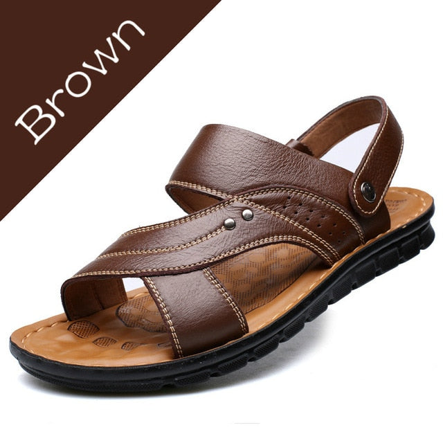 Men's Genuine Leather Comfort Slip-On Summer Sandals