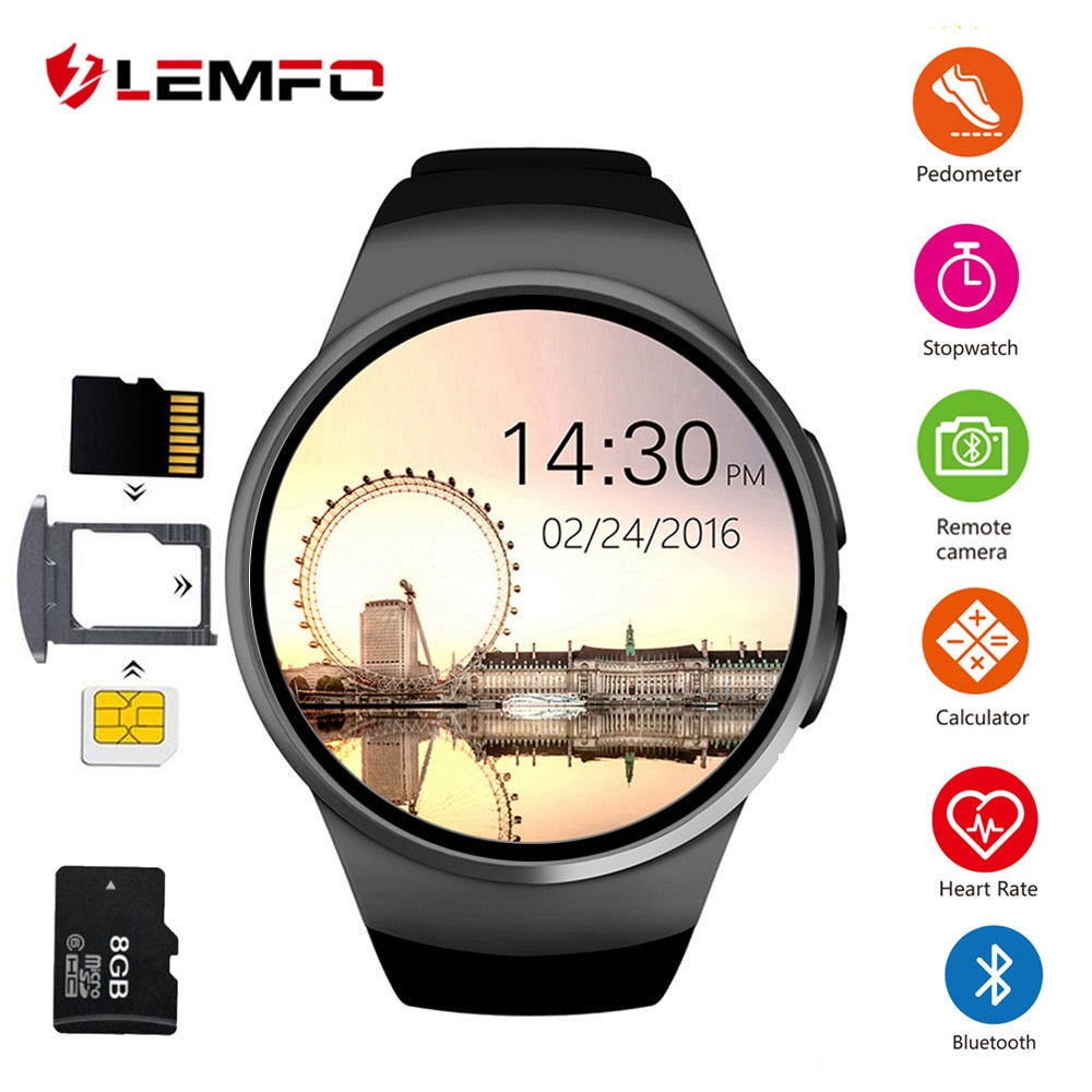 KW18 Smart Watch Men Support SIM TF Card Bluetooth Call Heart Rate Pedometer Sport Waterproof Smartwatch For Android IOS