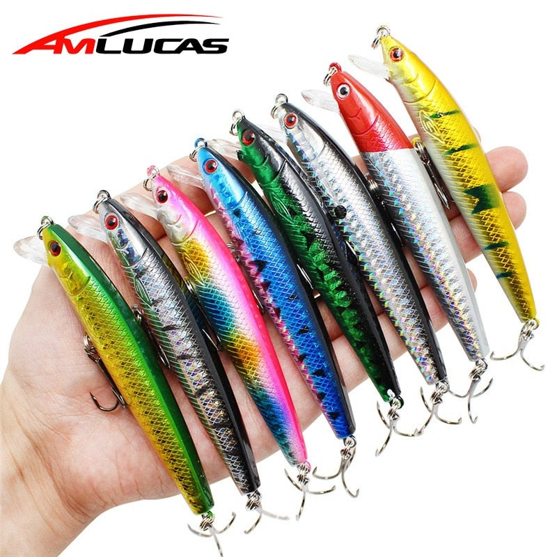 Amlucas Fishing Lure Hard Bait 9.5cm 9g Minnow Crankbait Wobblers Peche Bass Artificial Baits Pike Carp Lures Swimbait WW165