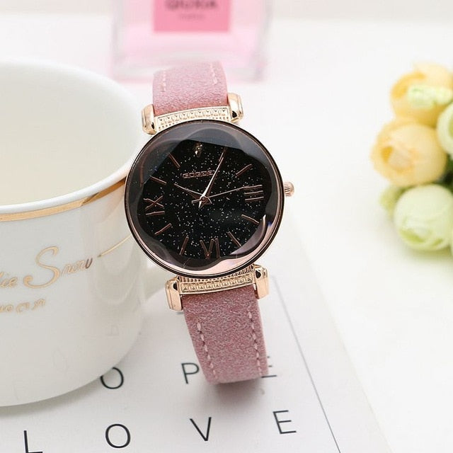 Women's Rose Gold Starry Night Quartz Wrist Watch