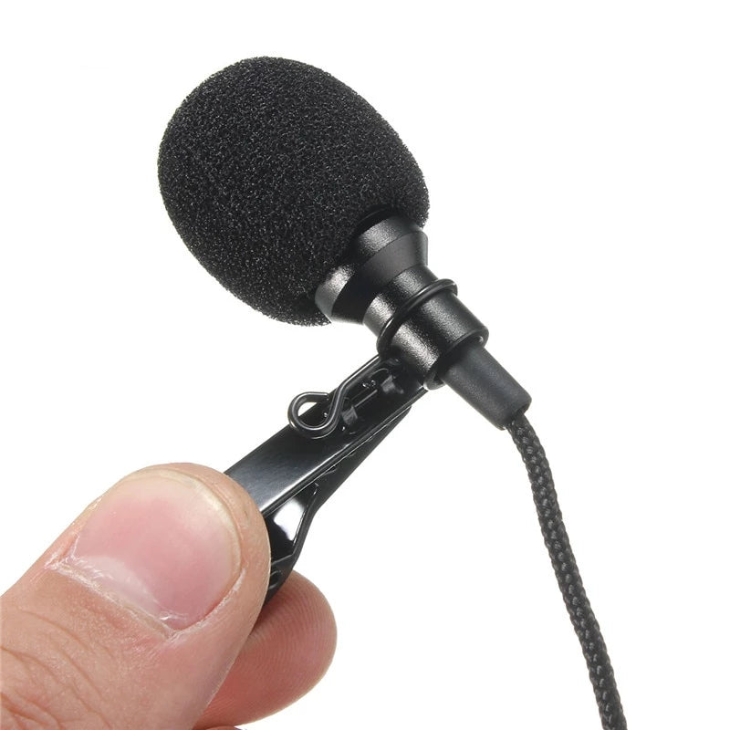 LEORY 2.5m Omnidirectional Metal Microphone 3.5mm Jack Lavalier Tie Clip Microphone Mini Audio Mic for Speech Leture