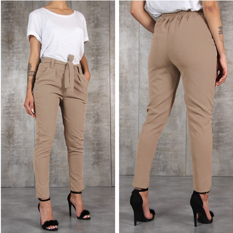 Women's Casual Slim Chiffon High Waist Pants
