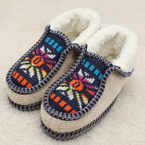 Women's Plush Lined Knitted Home Moccasin Slippers