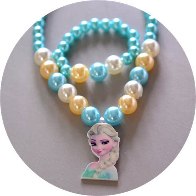 2 pcs/lot Disney Children's Doll Accessories Girls Necklace + Bracelet Set Baby Gift Frozen princess