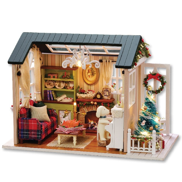 Doll House Miniature DIY Model Dollhouse With Furnitures American Retro Style Wooden House Handmade Toy Forest Times Z007 #E