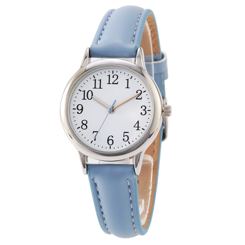 Women's Candy Color Leather Band Watch