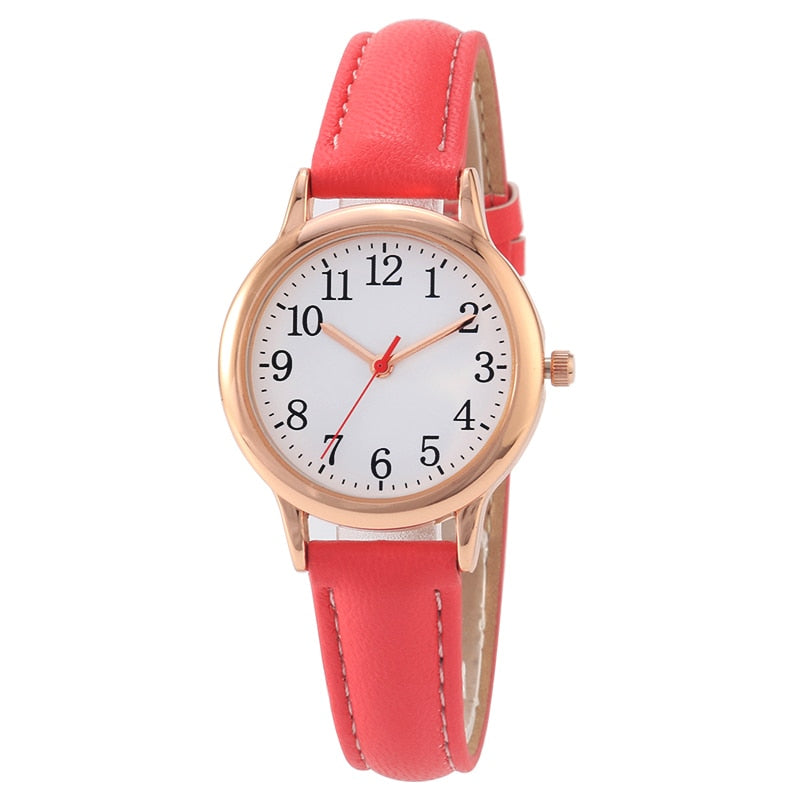 Women's Candy Color Leather Band Watch