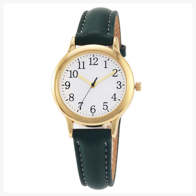 Women's Candy Color Leather Band Watch