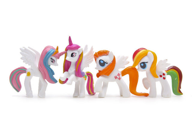 4pcs/Set Hasbro My Little Pony Toys Friendship Is Magic PVC Action Figures Set Collectible Model Dolls Christmas New Year's Gift