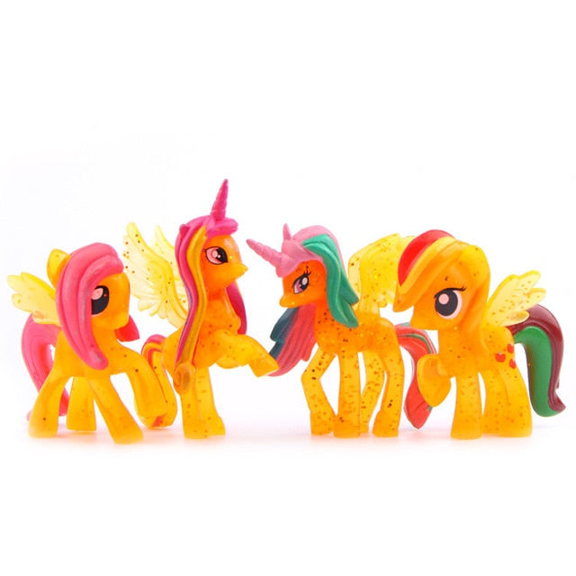 4pcs/Set Hasbro My Little Pony Toys Friendship Is Magic PVC Action Figures Set Collectible Model Dolls Christmas New Year's Gift