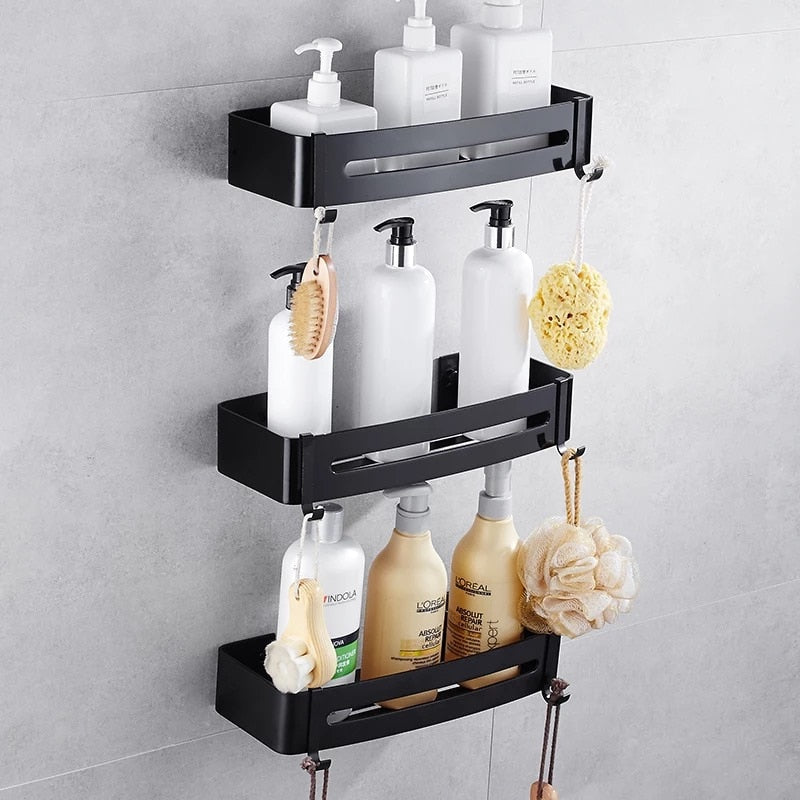Single / Double / Triple Layer Wall Mounted Shower Storage Shelves