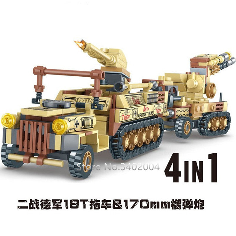 4-in-1 Military Tank Convoy Building Blocks Set