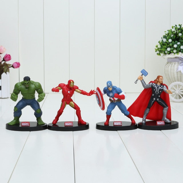 Hasbro Marvel 6pcs/set 8-10cm Super Hero The Avengers action figure Toys Spiderman Captain America Hulk batman thor superman toy