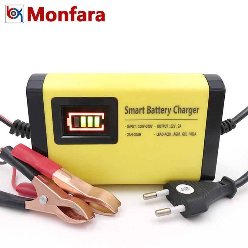 Smart Car Battery Charger Automatic 12V Intelligent LCD Display 220V