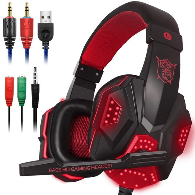 Stereo Surround Sound Noise Cancelling LED Gaming Headphones with Mic