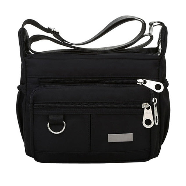 Women's Nylon Waterproof Zipper Shoulder Bag