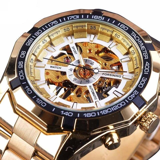 Men's Luxurious Stainless Steel Waterproof Skeletal Wrist Watch