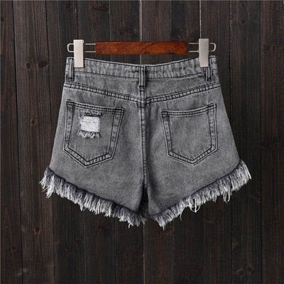 Women's High Waist Ripped Denim Shorts