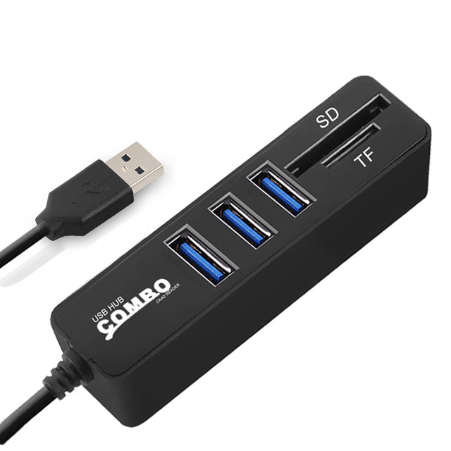 High Speed USB Splitter Hub with SD/TF Memory Card Reader