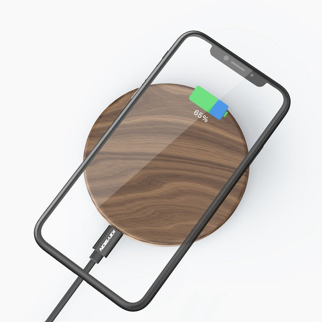 KEYSION 10W 7.5W 5W Qi Wireless Charger Wood fast Wireless Charging Pad for iPhone XS Max XR X 8 Plus for Samsung S9 S8 Mix 2S