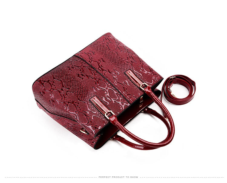 Women's Elegant Embroidery Leather Handbag with Matching Purse
