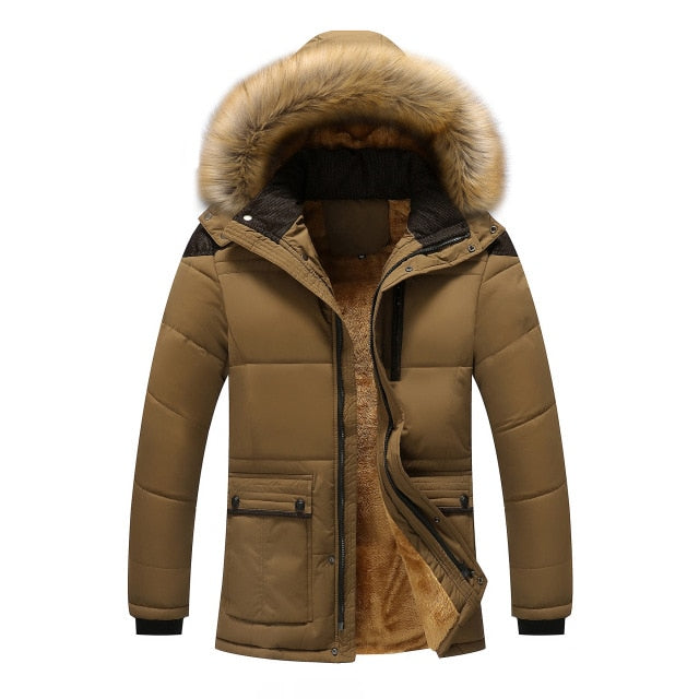 Men's Wool Lined Windproof Hooded Parka