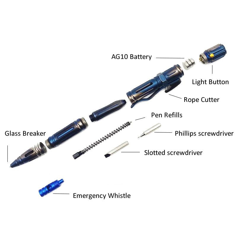 7-in-1 Outdoor Emergency Self-Defense Glass Breaker Pen
