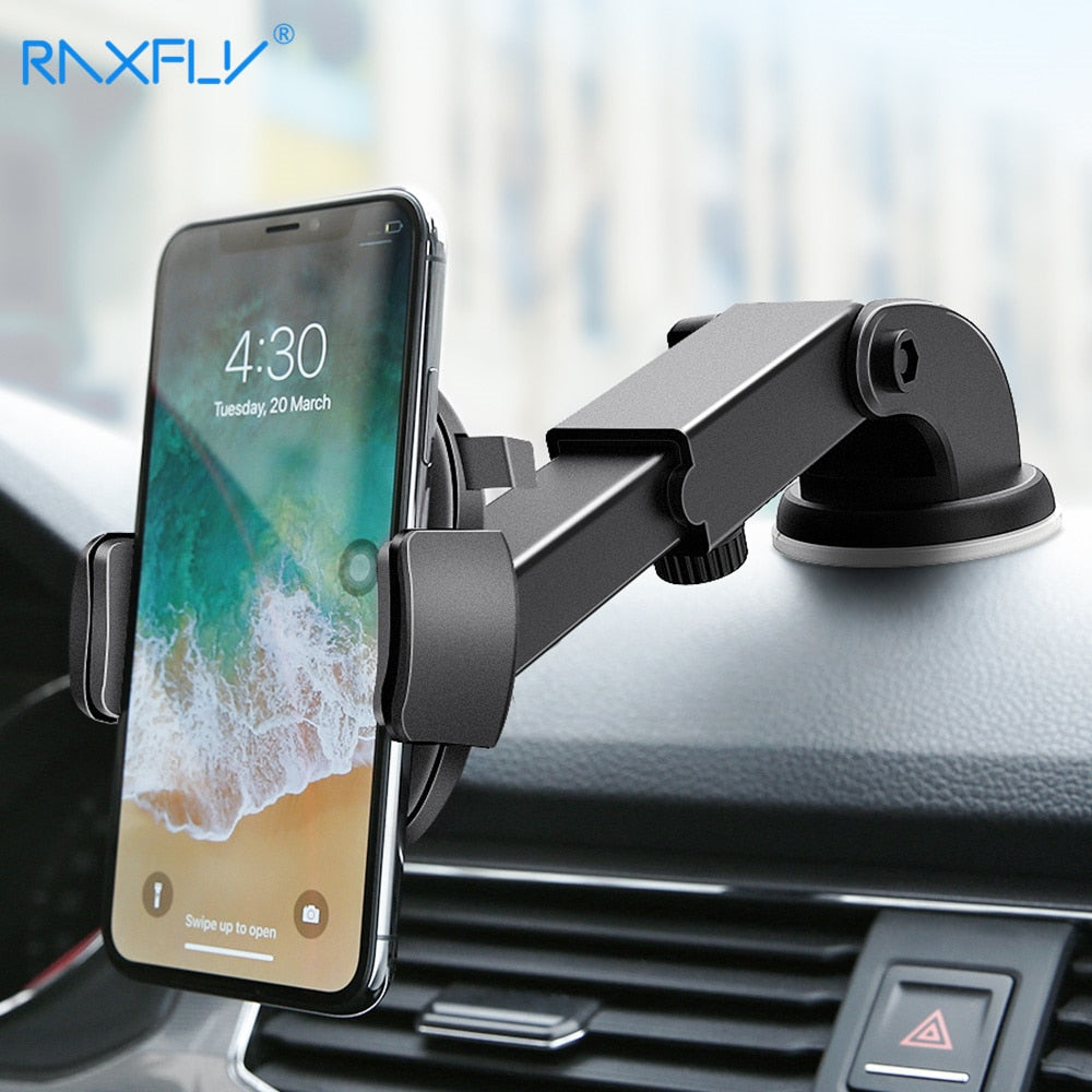 RAXFLY Luxury Car Phone Holder For iPhone X XS 8 7 Plus Windshield Car Mount Phone Stand 360 Car Holder For Samsung S9 S8 Note 9