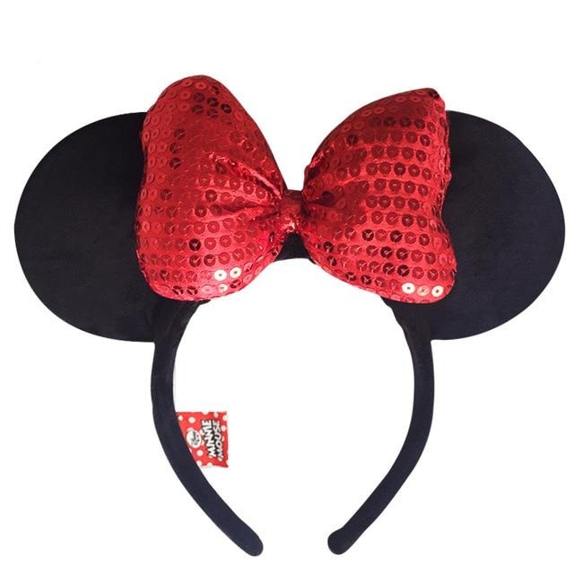 Original Disney Headband Mickey Minnie Mouse Headdress Head  Minnie Ears Girls Hair Bands Princess Head Hoop Plush Toys Keychain