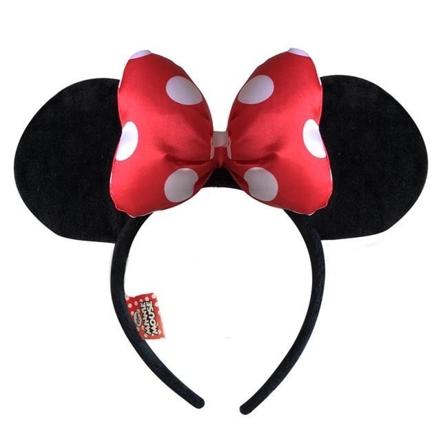 Original Disney Headband Mickey Minnie Mouse Headdress Head  Minnie Ears Girls Hair Bands Princess Head Hoop Plush Toys Keychain