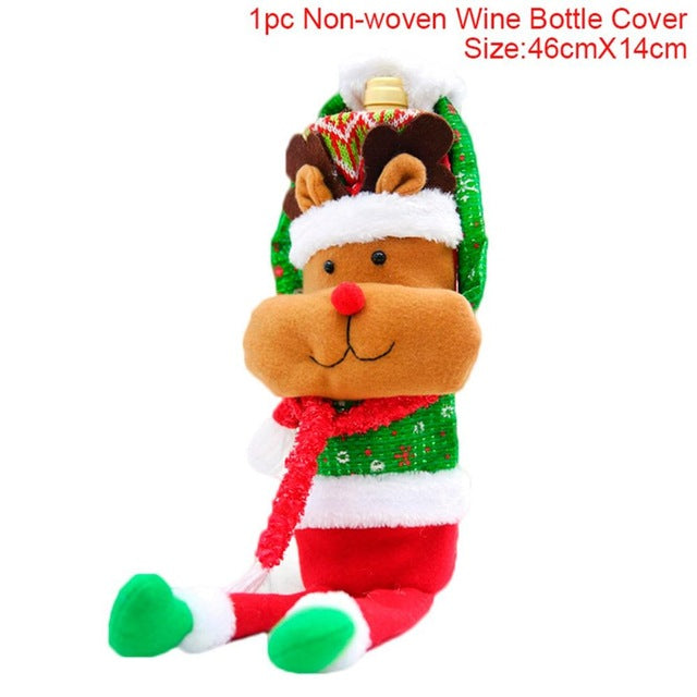 Home Christmas Wine Bottle Stocking Covers