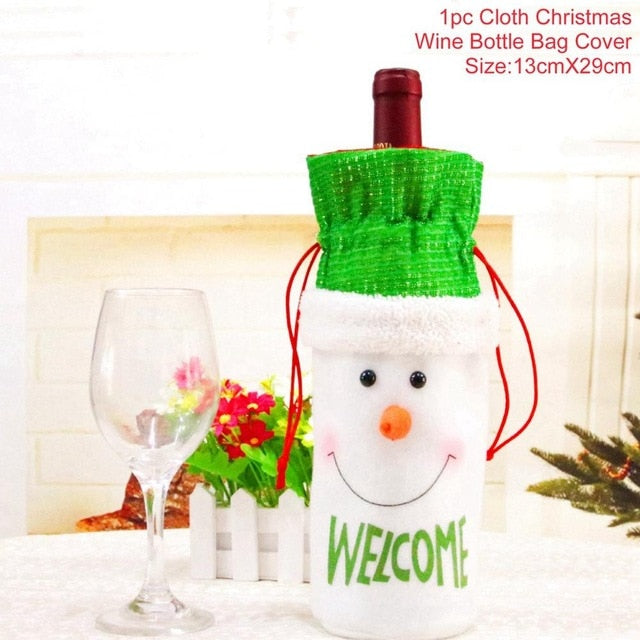 Home Christmas Wine Bottle Stocking Covers
