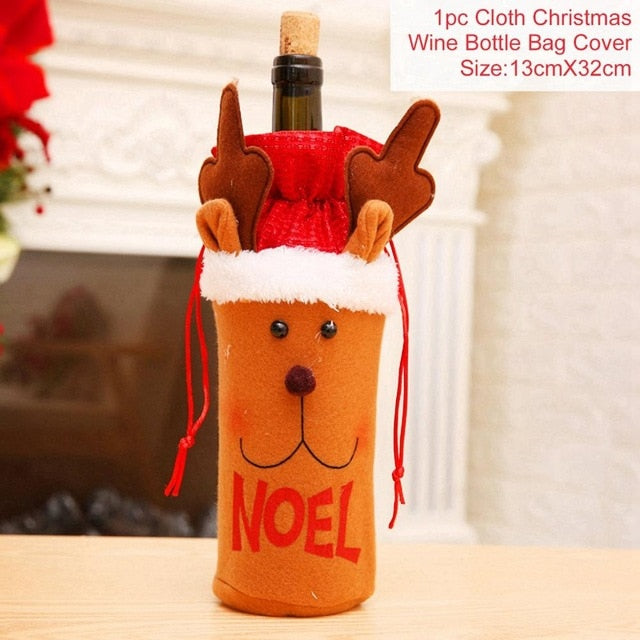 Home Christmas Wine Bottle Stocking Covers