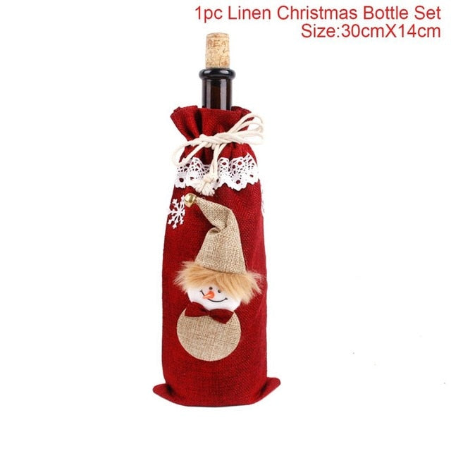 Home Christmas Wine Bottle Stocking Covers