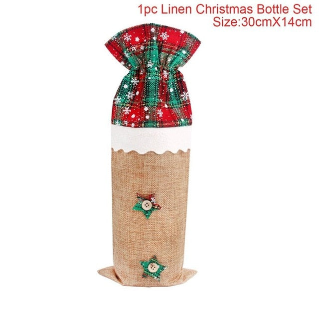 Home Christmas Wine Bottle Stocking Covers