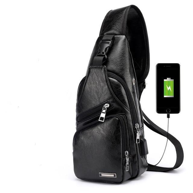 Men's Crossbody USB Charging Messenger Travel Bag