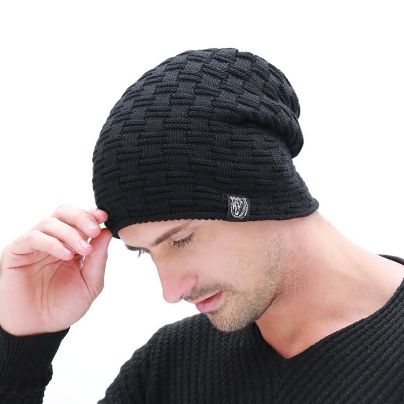 Men's Thick Knitted Velvet Skull Beanie