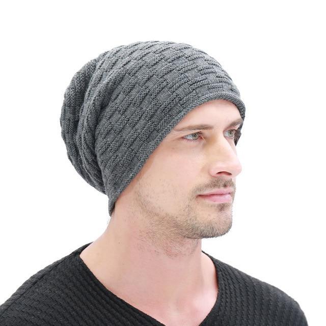 Men's Thick Knitted Velvet Skull Beanie