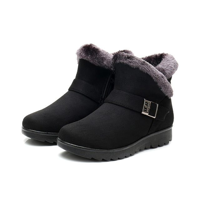 Women's Ankle Zip-Up Fur Lined Snow Boots