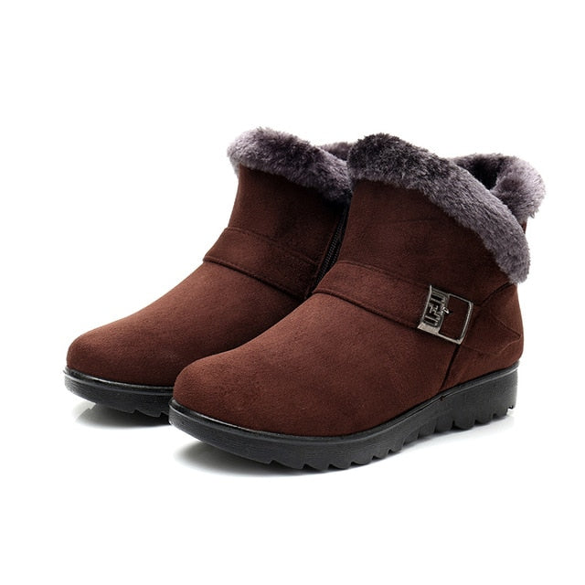 Women's Ankle Zip-Up Fur Lined Snow Boots