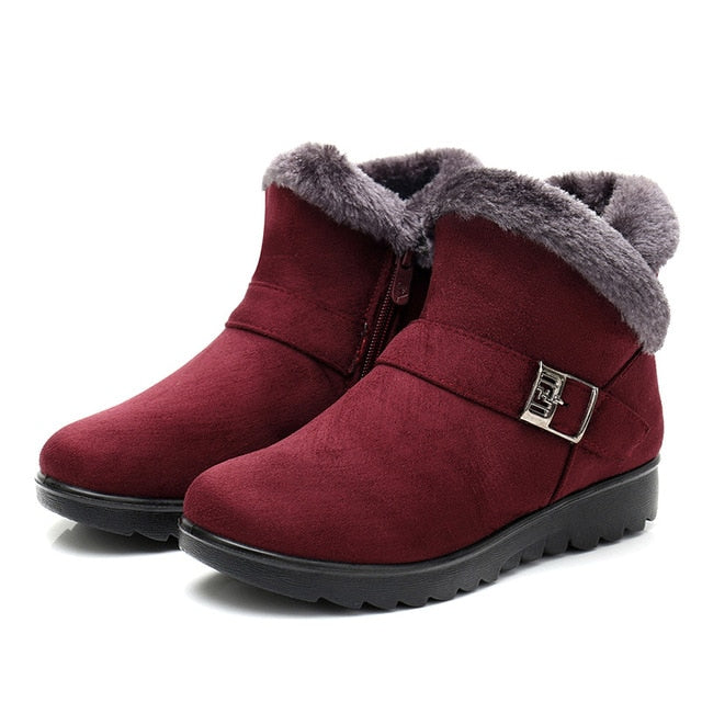 Women's Ankle Zip-Up Fur Lined Snow Boots