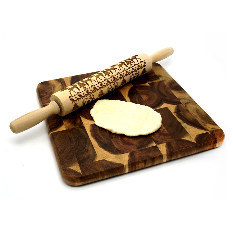 Christmas Dough Embossing Rolling Pin