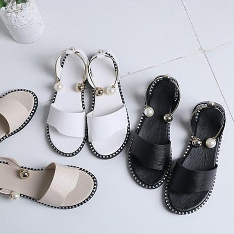 Women's Slip-On Pearl Anklet Sandals