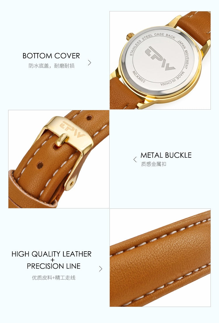 Women's Candy Color Leather Band Watch