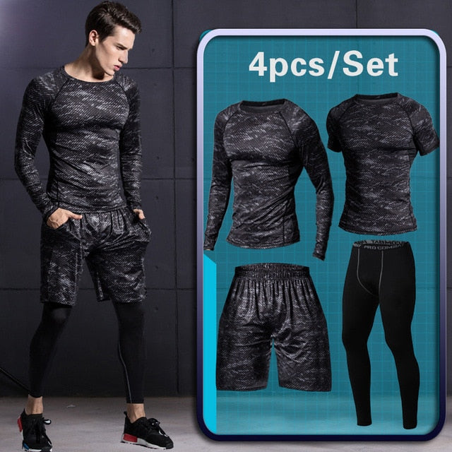 4 Piece: Men's Fitness Sportswear Tracksuit