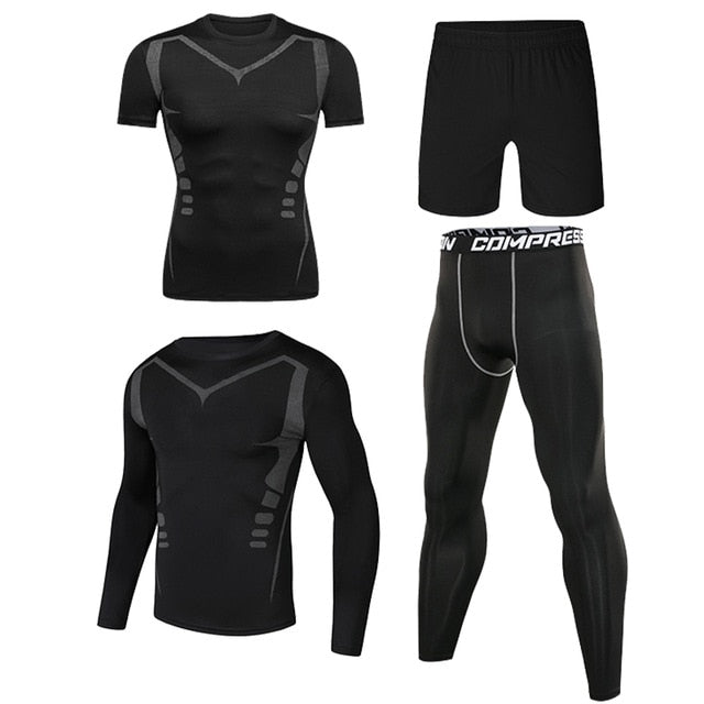 4 Piece: Men's Fitness Sportswear Tracksuit