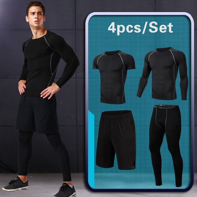 4 Piece: Men's Fitness Sportswear Tracksuit