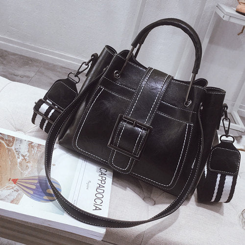 Women's Retro Trim PU Leather Handbag