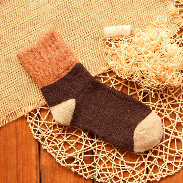 5 Pair: Women's Retro Thick Rabbit Wool Thermal Socks