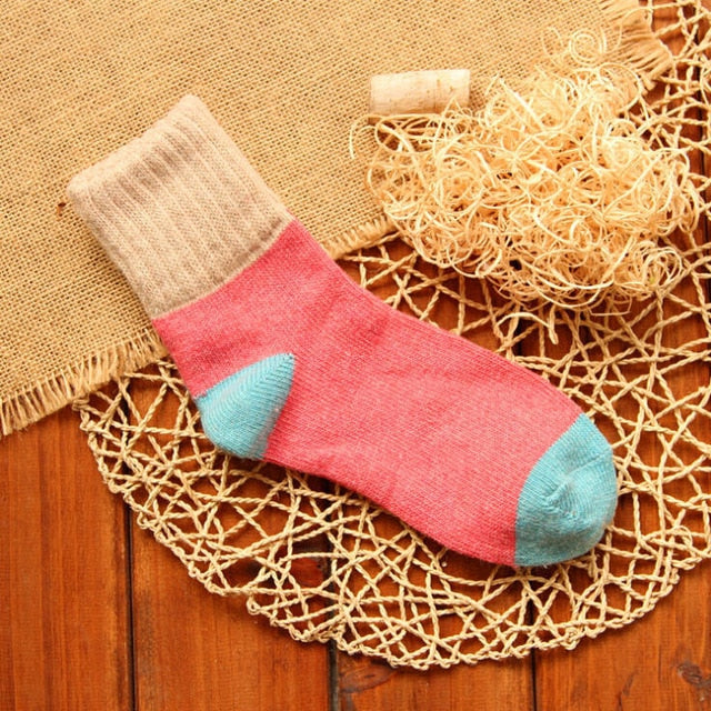5 Pair: Women's Retro Thick Rabbit Wool Thermal Socks